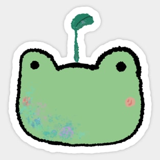 Frog with plant sprout Sticker